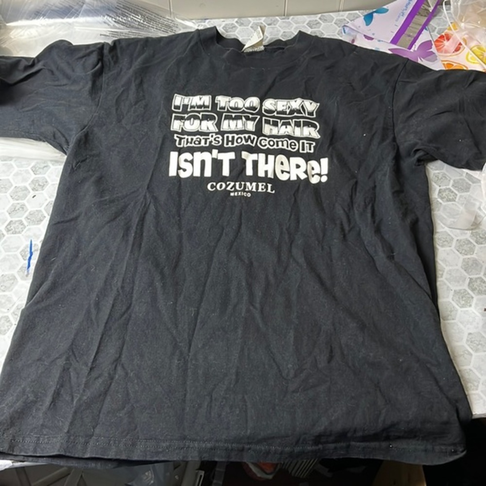 Mr Bruno XL Black Short Sleeve Graphic I’m Too Sexy For my Hair T Shirt